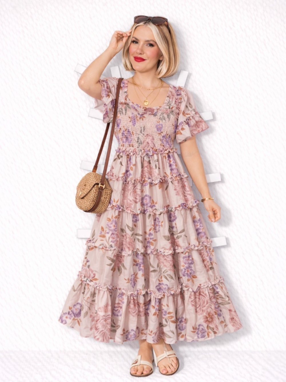 JessaKae Senna Dress in Mauve Floral in Size SX, spring, wedding dress NWOT